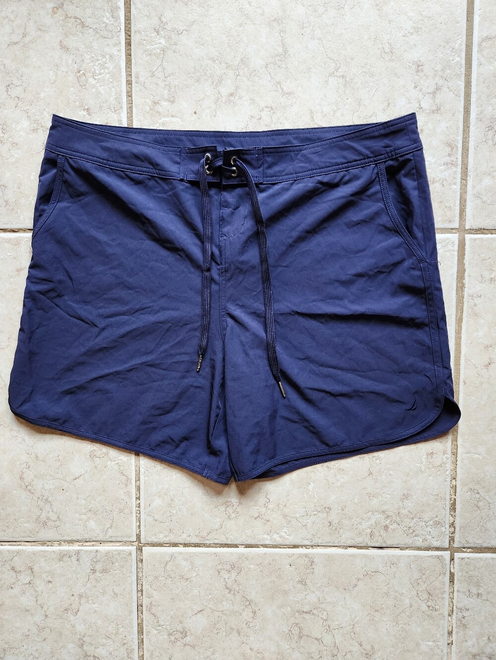 Nautica Women's Solid Navy Board Shorts Swim XL